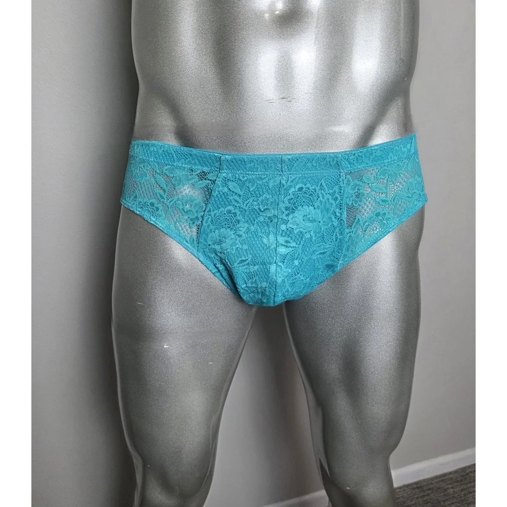 Cosabella Never‎ Say Never Mens Low Rise Brief Turquoise Floral Lace Teal